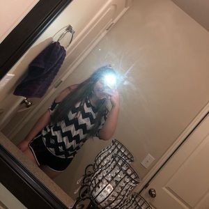 Chevron cut out shoulder short sleeve top